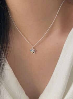 S925银锆石花朵锁骨链轻奢百搭