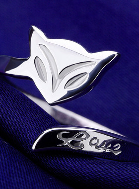 开口指环三生三世纯银灵狐尾戒