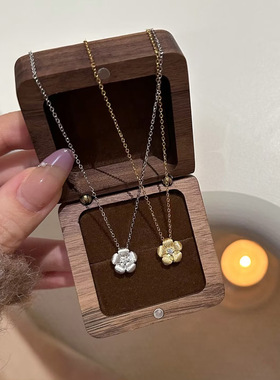 S925纯银立体拉丝有钱花锁骨链