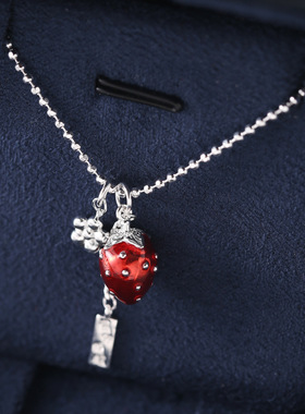 未晚纯银纯银女莓有烦恼花朵项链