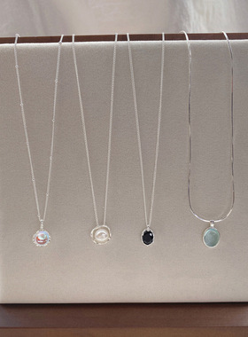 S925纯银月光石珍珠锁骨链防过敏