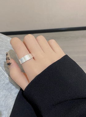 S925银拉丝哑光开口可调戒指