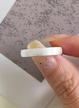 925银拉丝磨砂活口可调素圈戒