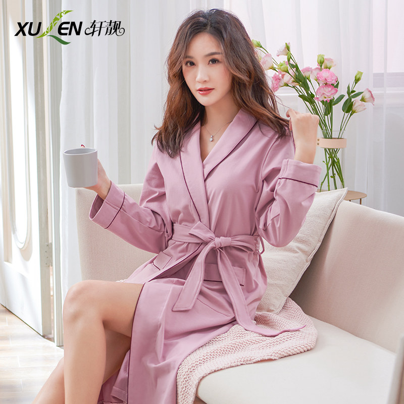 女士性感纯棉长袖长款甜美日式睡袍 轩靓睡袍/浴袍