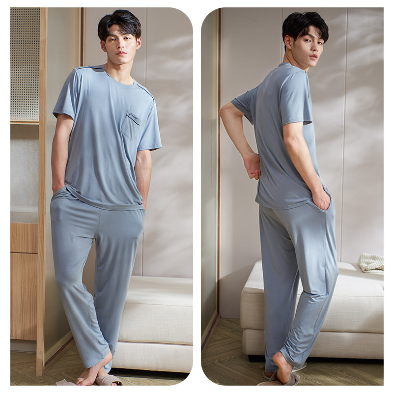 莫代尔男士夏季短袖长裤冰丝睡衣 轩靓睡衣/家居服套装