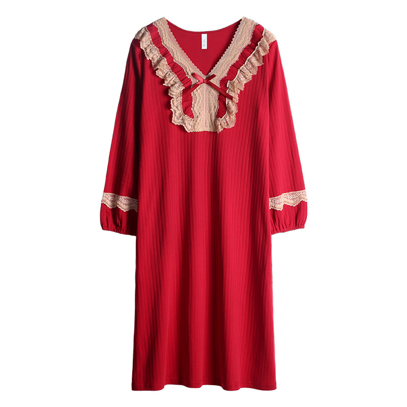 情侣男春秋季纯棉长袖新娘结婚睡裙 轩靓睡衣/家居服套装