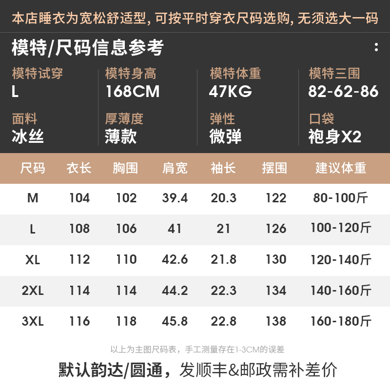 冰丝睡袍女夏季薄款短袖夏天一体式仿真丝浴袍女款大码丝绸家居服 - 图3