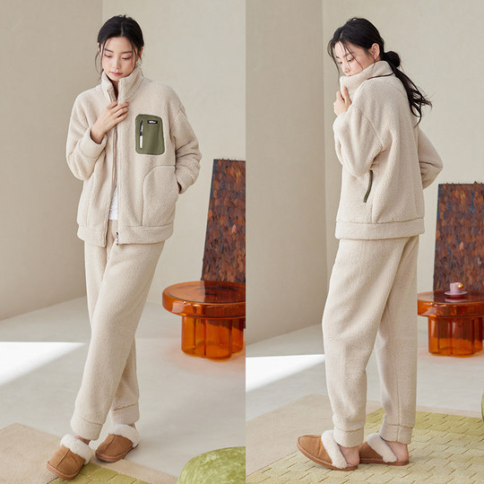 Xuanliang couple's imitation sherpa pajamas autumn and winter thickened