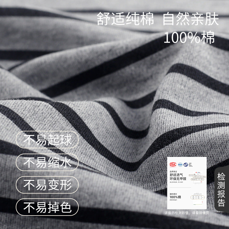 轩靓【带胸垫】睡裙女春秋季纯棉长袖时尚条纹加长睡衣大码家居服,淘宝优惠券,粉丝福利购,淘宝优惠卷