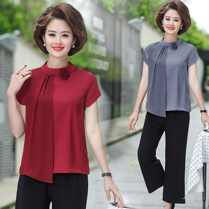 2021新款中年夏装洋气短袖t恤 江诗琪中老年女装
