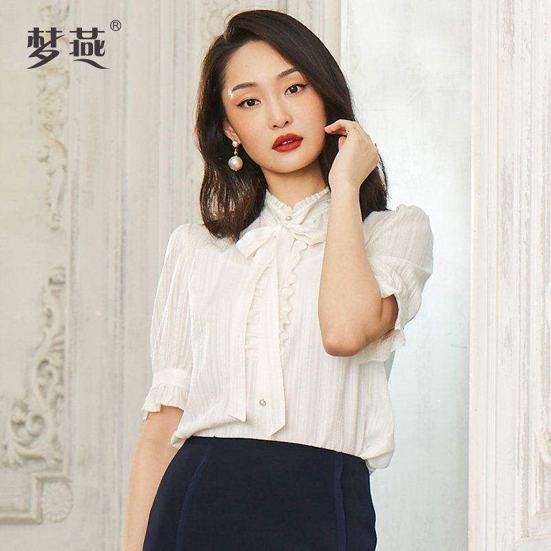 梦燕2020夏季新款真丝衬衫 梦燕蕾丝衫/雪纺衫