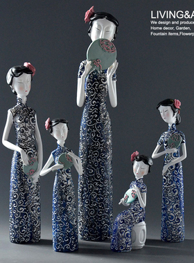 民国风老上海青花瓷客厅电视柜