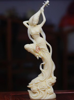 象牙果雕刻敦煌飞天仕女摆件