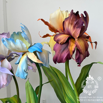 Holy Paper Track SZD Handmade Custom Landing Hand Painted EVA Iris Tail Mall Beauty Chen Windows DP Outdoor Wedding Paper Flowers