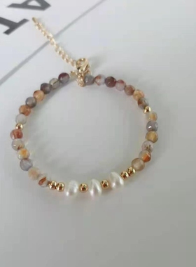 天然淡水珍珠刻面玛瑙冷淡风手链