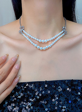 法式巴洛克宫廷风双层珍珠蝴蝶结