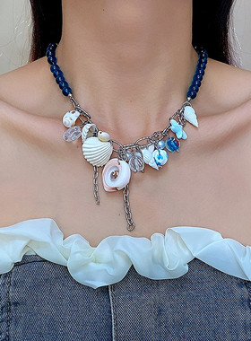 跨境专供度假风甜美贝壳饰品蓝色