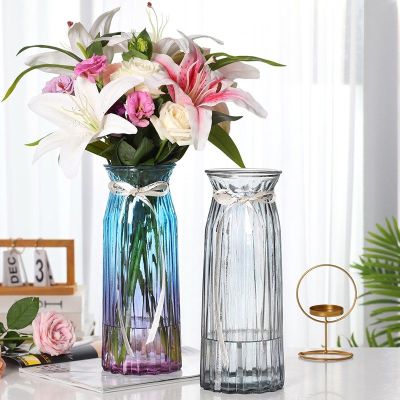 【二件套】特大号玻璃花瓶透明水培富贵竹百合鲜花插花瓶客厅摆件,淘宝优惠券,粉丝福利购,淘宝优惠卷