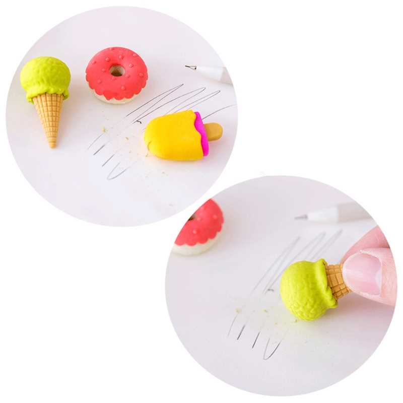 AXYB 4 Pcs Premium Novelty Pencil Eraser Ice Cream/Lollipoo/-图1