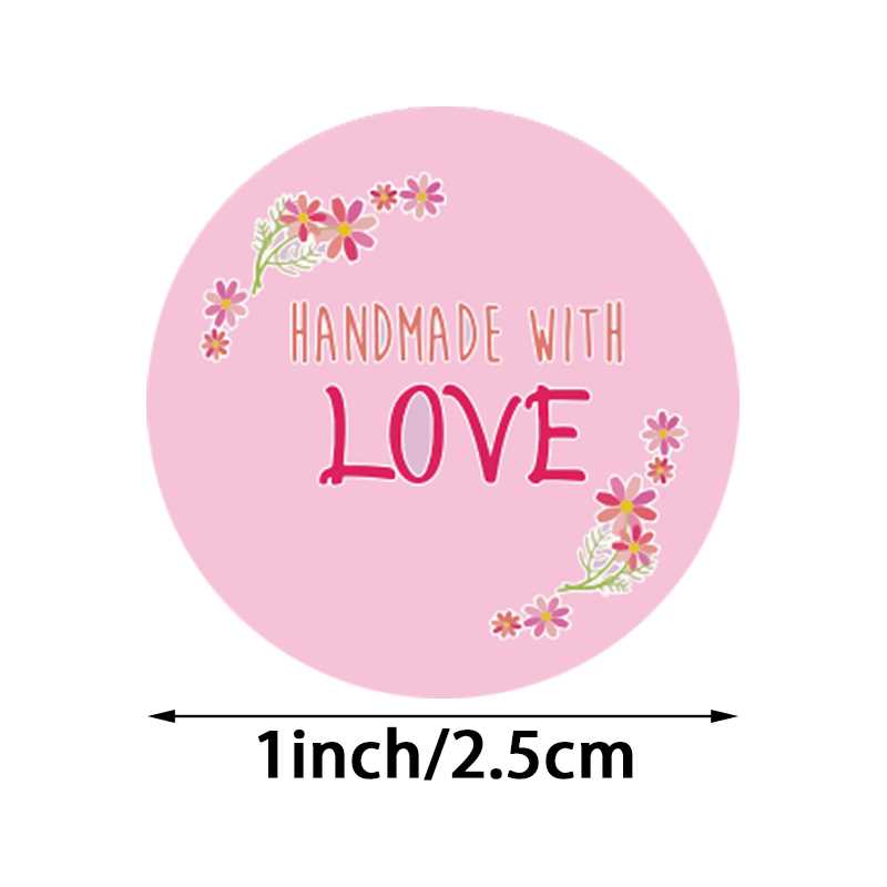 4 Designs Floral Handmade With Love Sticker Paper Seal Labe - 图0