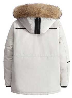 Thicken Men's Down Jacket With Big Real Fur Collar Warm Park