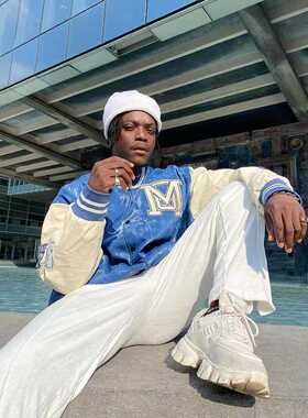 Men's Alphabet Green Print Jacket Single Breasted Cotton Loo