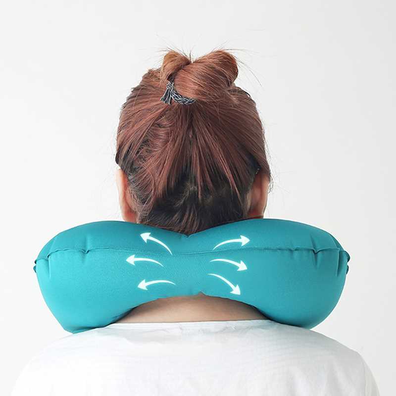 U-Shape Travel Pillow Air Inflatable Pillows Fding Press-图3