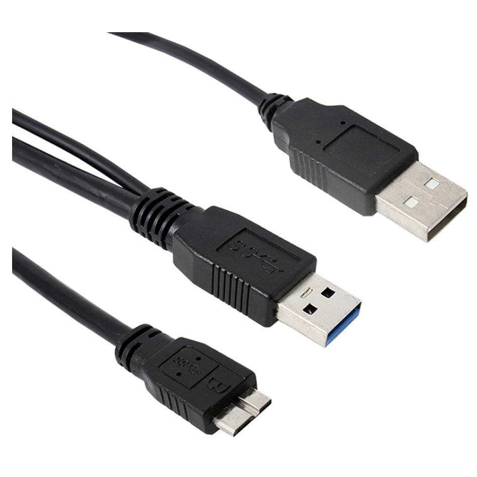 A A Micro USB B 3.0 Y-Cable Move Hard Drive Cable Black - 图0