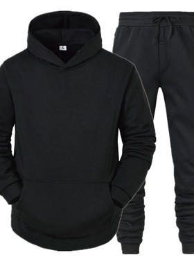 Men's Sets Hoodies+Pants Fleece Tracksuits Solid Pullovers J