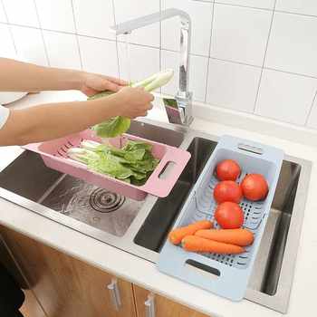 1pc Plastic Retractable Vegetable Fruit Washing Drain