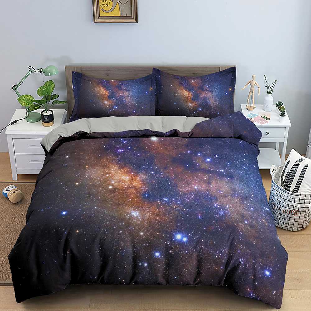 3D Galaxy Duvet Cover Set Single Double Twin Queen 2/3pcs Be - 图0