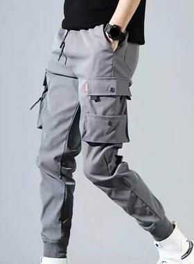 Men	s Cargo Pants Solid Color Thin Male Men Beam Feet