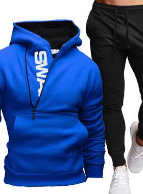 Men's Tracksuit Casual Sport Sets Zipper Hoodies Pants Two P