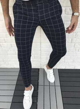 Men's Pants Smt Casual Fashion Men's Clothing Plaid Pencil