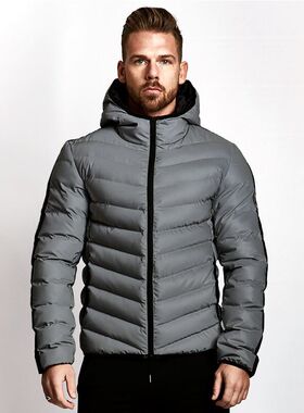 Winter Men's Hooded Parkas Full Zip Warm Cotton Sports Bombe