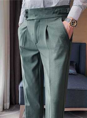 2022 Dress Pants Men British High Waist Straight Pants Men S