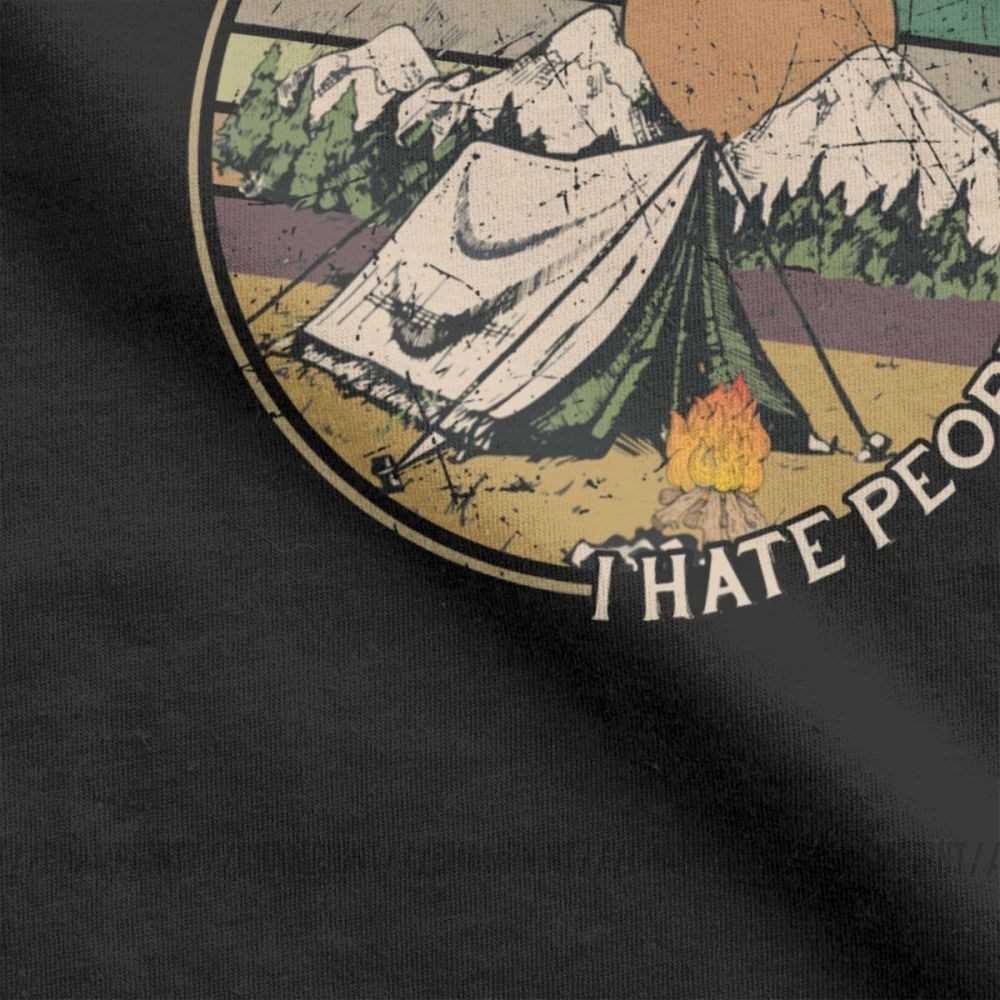 Love Camping I Hate People Vintage Funny T Shirts for Men C - 图1