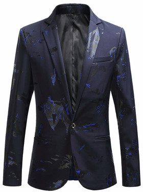 Autumn Men's Fashion Print Party Fashion Wedding Suit Jacket