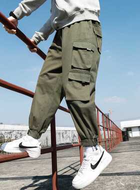 New Men's Big Pocket Cargo Harem Pants Casual Trousers Male