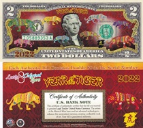 Brand new 2022 US $2 true color plastic banknotes to commemorate Chinese zodiac tiger year (no books)