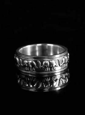 男女通用纯银民族风可转动戒指