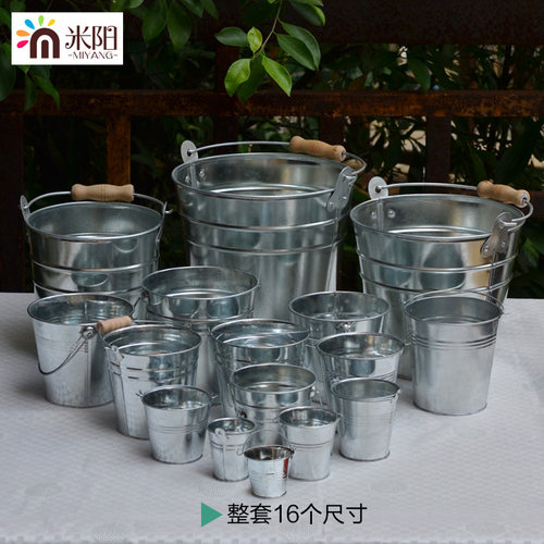 创意铁桶铁皮桶铁皮花盆花桶迷你儿童小铁桶田园装饰提手桶收纳桶 - 图2