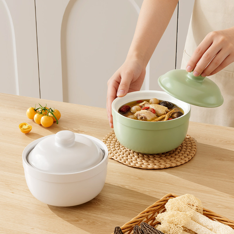 炖盅隔水炖家用陶瓷蒸盅蒸蛋羹专用碗带盖小瓦罐汤罐一人份食品级