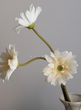 轻奢高端白色非洲菊手感仿真花简约ins风客厅插花家居装饰摆件
