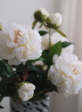 暖白芍药仿真花束客厅装饰