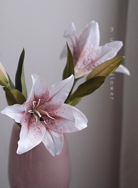 复古百合花仿真花束客厅摆件