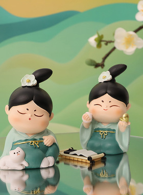 如果国潮唐小圆桌面摆件古风可爱家居装饰品创意中式文创礼品批发