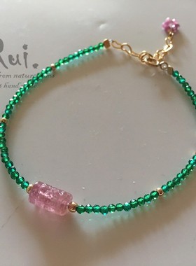 瑞铺原创天然回纹珠祖母绿手链女