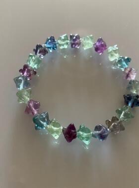 萤石蓝彩色多宝手链女女