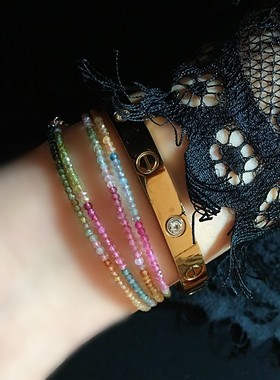 手链瑞铺刻面红蓝彩虹碧玺多圈